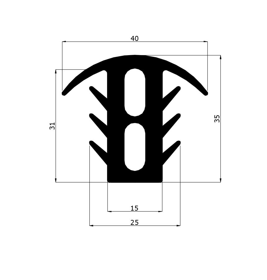 Garnitura de etansare din cauciuc pentru panou fotovoltaic 35x40 mm