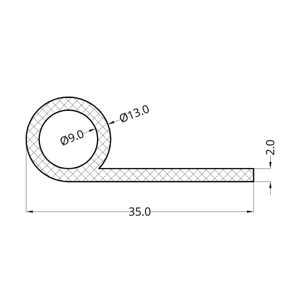 Garnitura tip pipa 35x2xØ13 mm