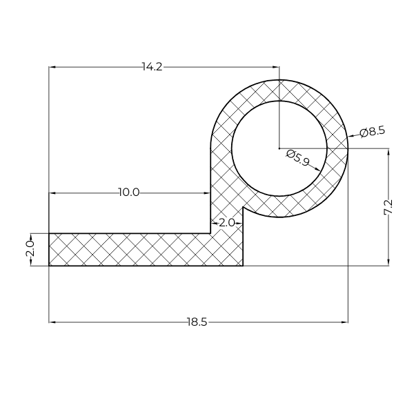 Garnitura din cauciuc EPDM tip pipa 18.5x2xØ8.5 mm