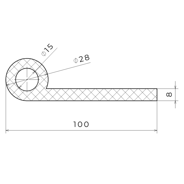 Garnitura din cauciuc EPDM tip pipa 100x8xØ28 mm