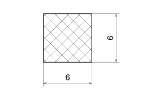 Banda de cauciuc EPDM 6x6 mm