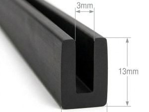 Cheder de etanșare tip U din EPDM - Deschidere 3mm x Lățime 8mm x Înălțime 13mm - Negru