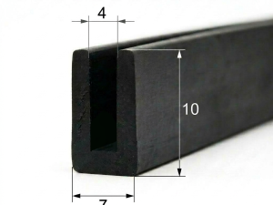 Cheder din cauciuc U 10mm - Bază 7mm, Canal 4mm