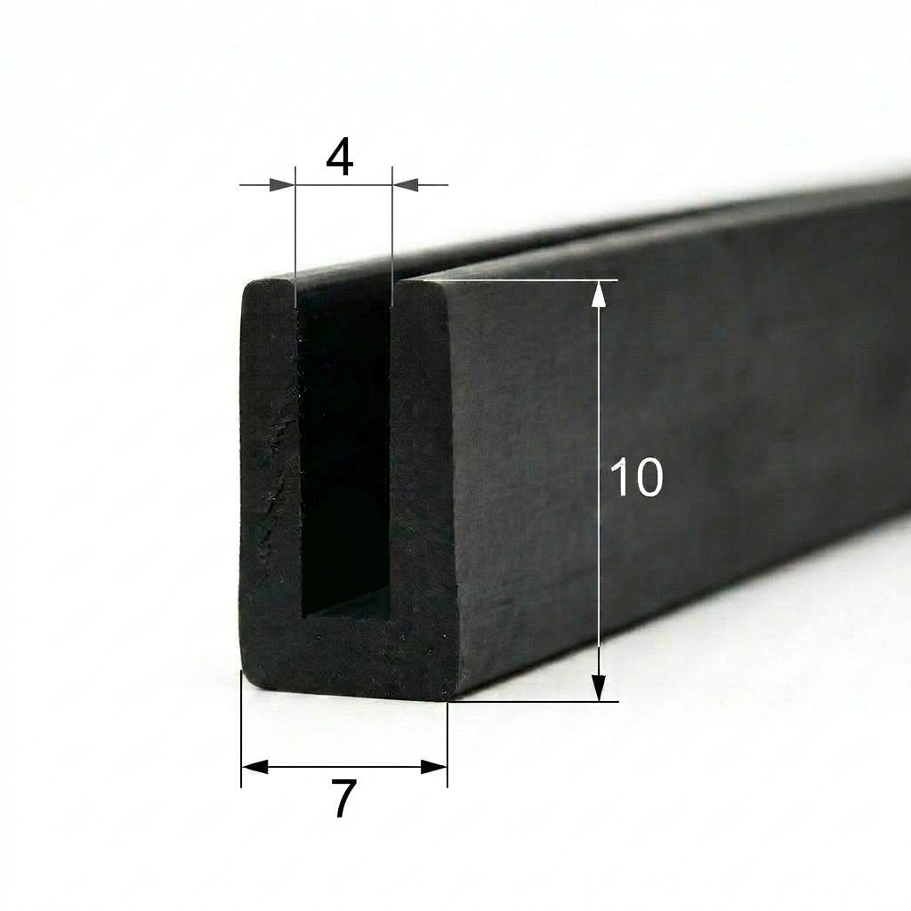 Cheder din cauciuc U 10mm - Bază 7mm, Canal 4mm