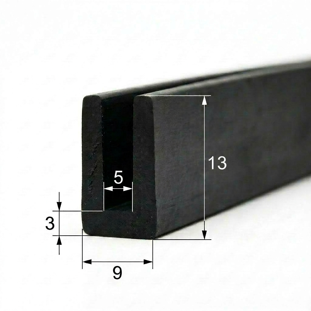 Cheder din cauciuc U 13mm - Bază 9mm, Canal 5mm