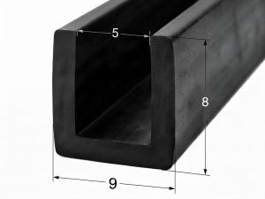 Profil Cauciuc Negru Tip U 9x8mm - Bază 9mm, Canal 5mm
